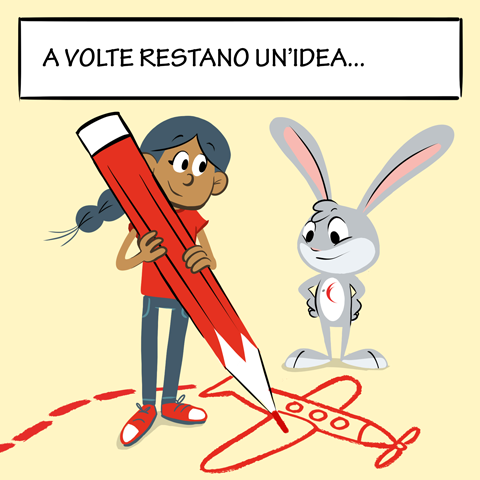 Laura disegna un aeroplano - sogni e progetti