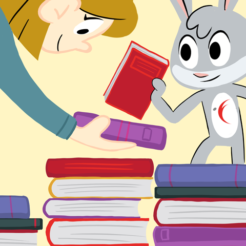 Fidù e Rachele impilano i libri - investire